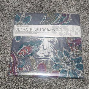 Turquoise Paisley Ultra Fine Wool Scarf